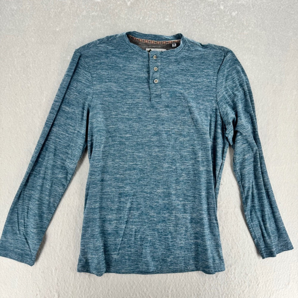 Tallwoods - Henley Long Sleeve Space Dye Shirt - Blue - M - Mens